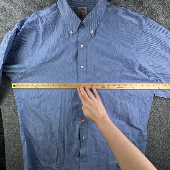 VTG Brooks Brothers 17 33 Striped Blue Button Up Shirt Long Sleeve Men Cotton - Picture 5 of 16